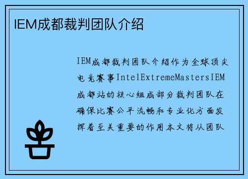 IEM成都裁判团队介绍