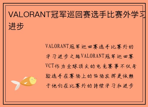 VALORANT冠军巡回赛选手比赛外学习进步