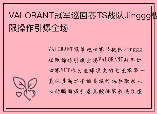 VALORANT冠军巡回赛TS战队Jinggg极限操作引爆全场
