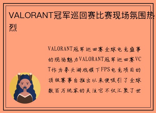 VALORANT冠军巡回赛比赛现场氛围热烈